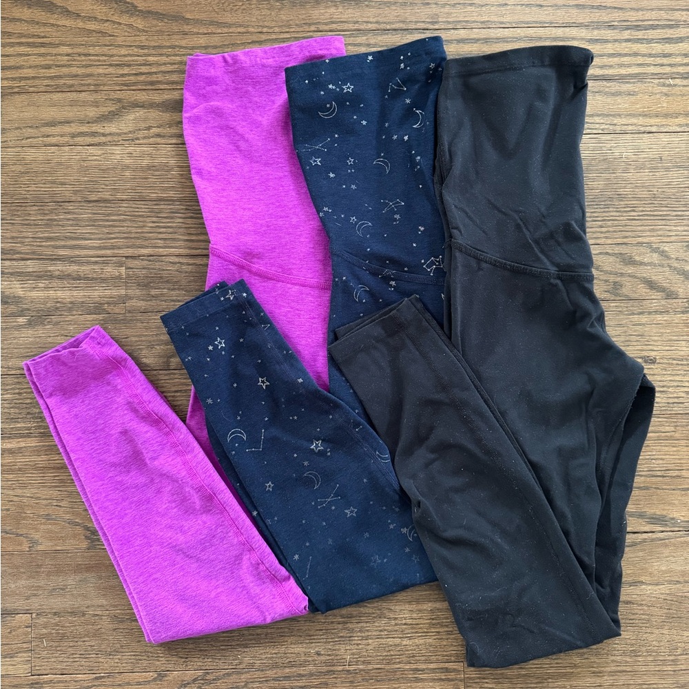 Beyond yoga maternity Legging bundle - Black, pink, and Blue constellation print